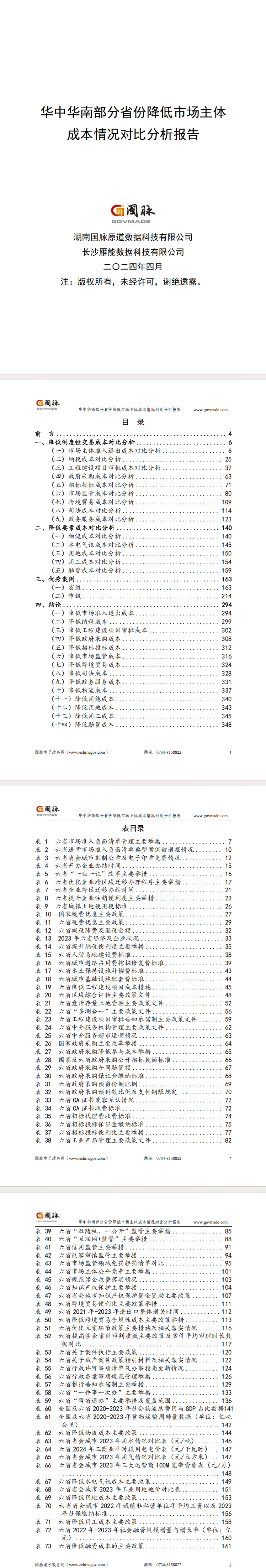 华中华南部分省份降低市场主体成本情况对比分析报告